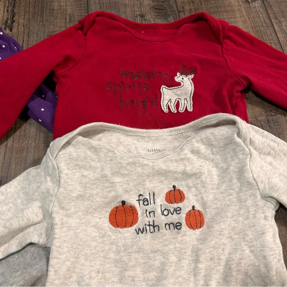18 Month Bodysuit Lot ‎ Long Sleeves Mixed Brands Girl Snap 7 pieces